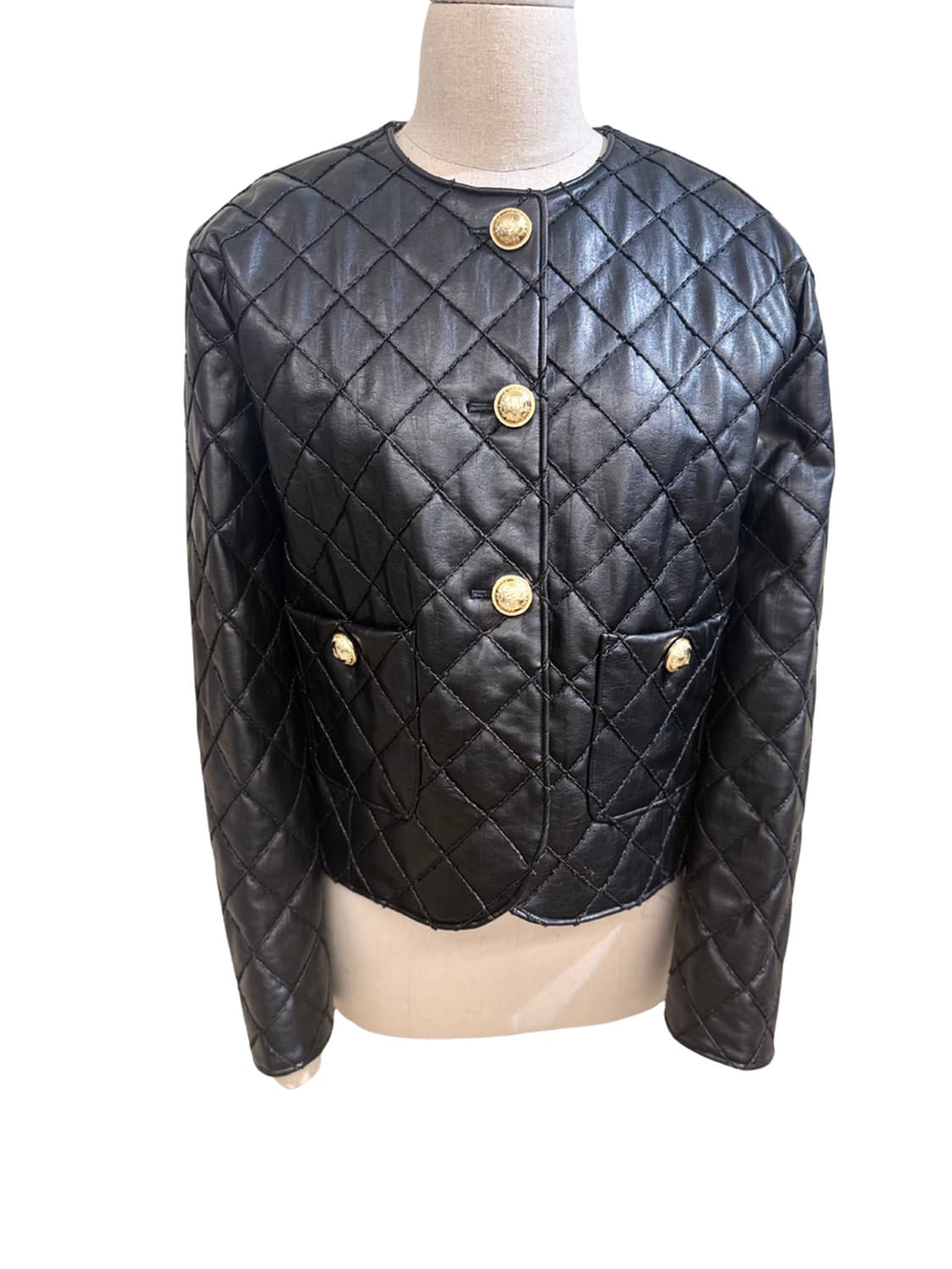 MINE 퀼팅 레더 자켓  상품이미지1