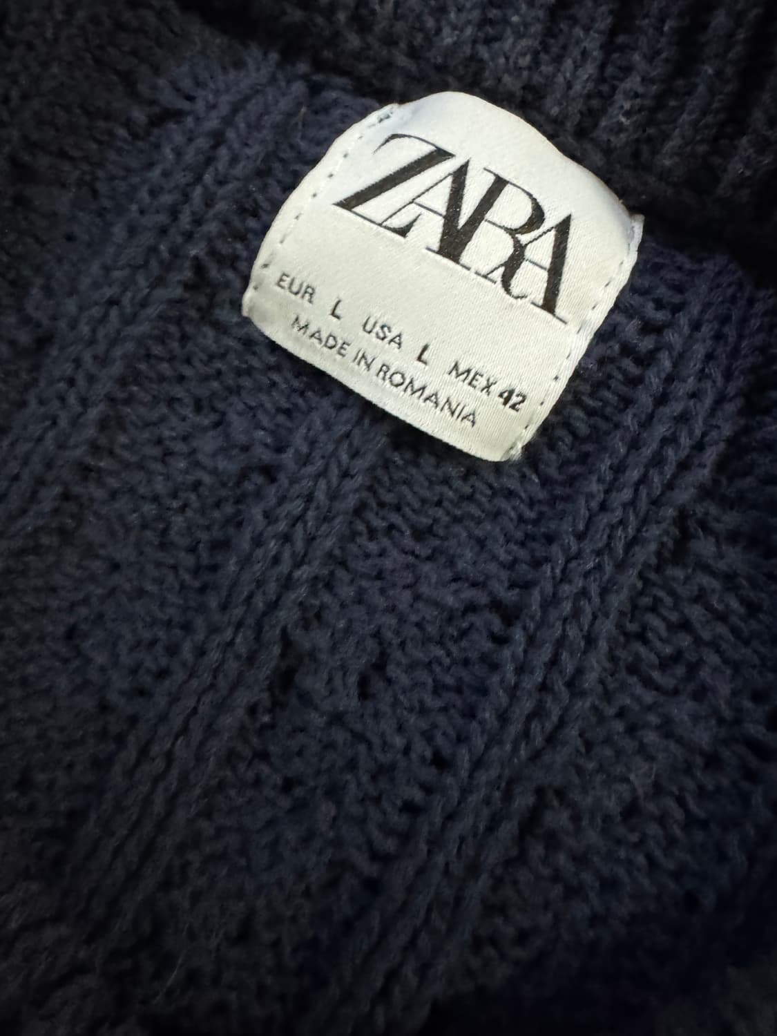 자라 ZARA 컬러블록 코튼 케이블 니트 M ~ L 네이비 상품이미지3