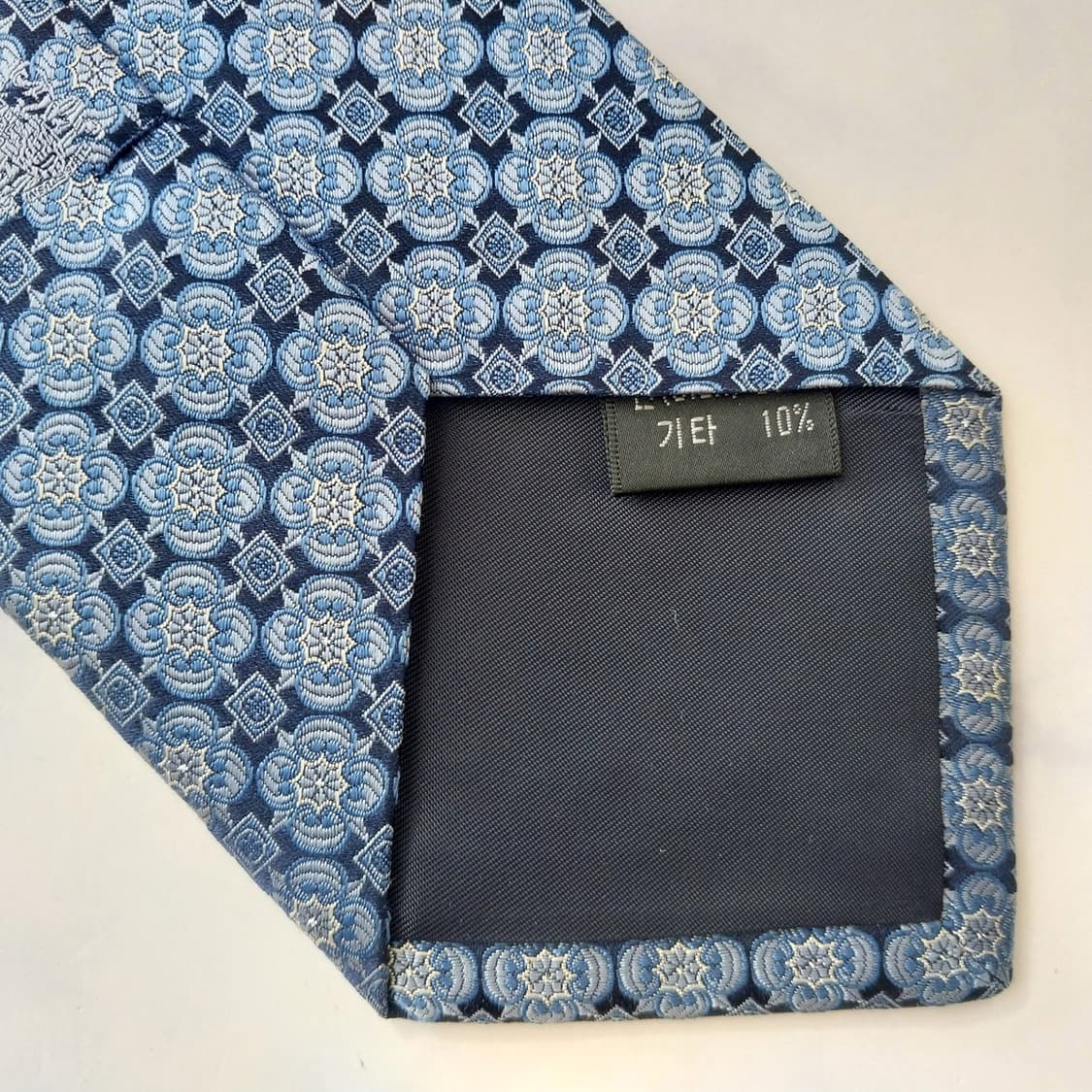 아쿠아스큐텀 실크 블루 패턴 넥타이 9.4cm A+등급 K2210 상품이미지8