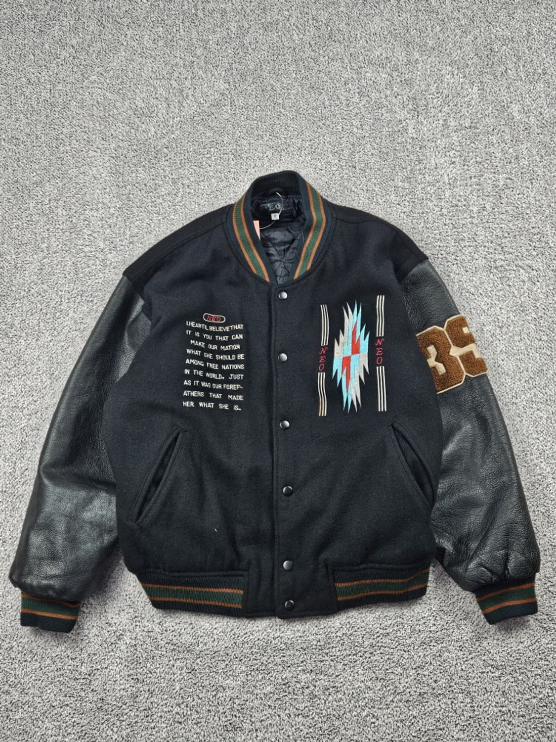 네오 블러드 레더 울 인디언 아즈텍 바시티 자켓 ( F ) / 10105 상품이미지2