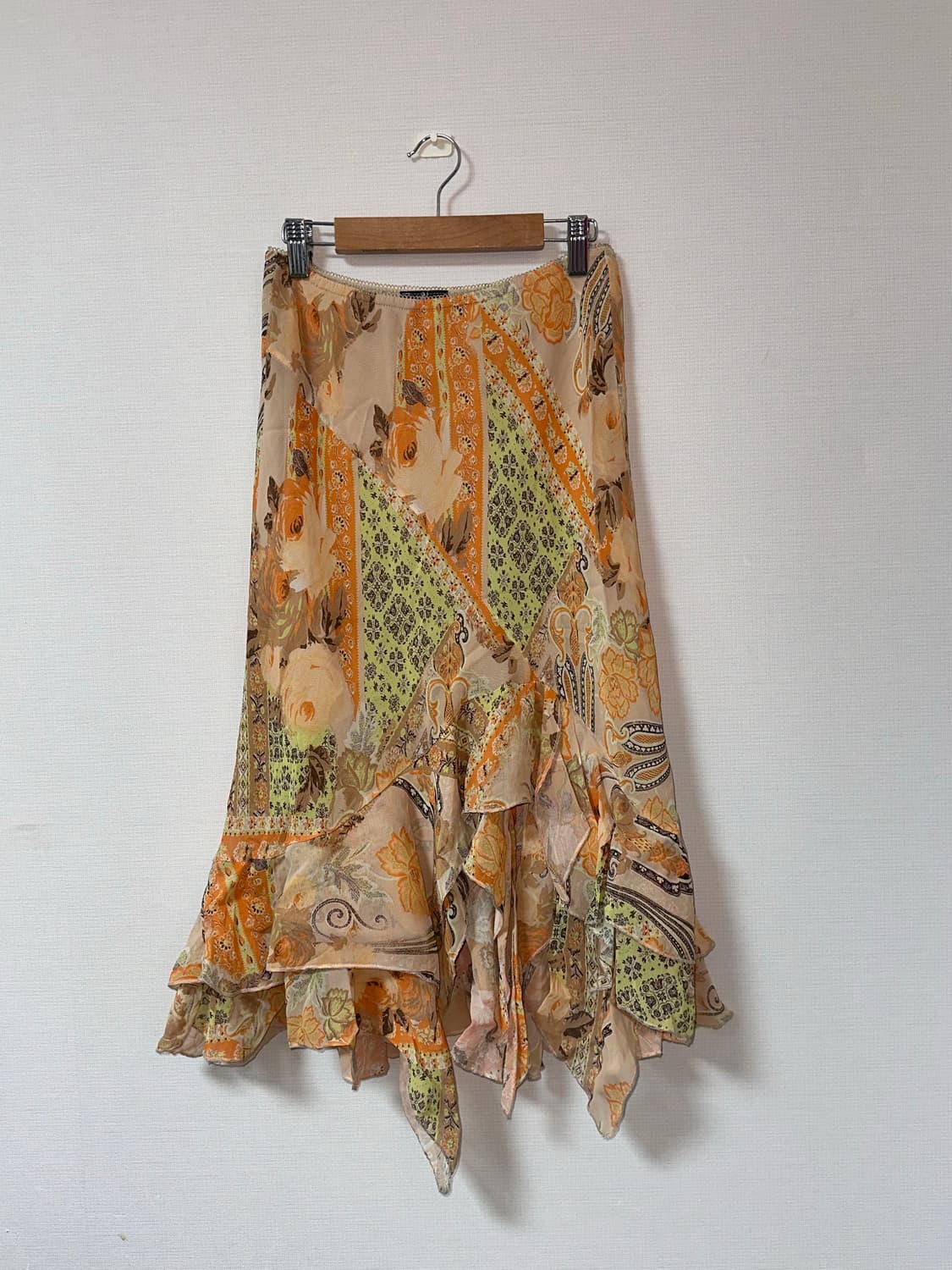 오리엔탈 페어리코어  페이즐리 언발란스 러플 스커트 상품이미지3