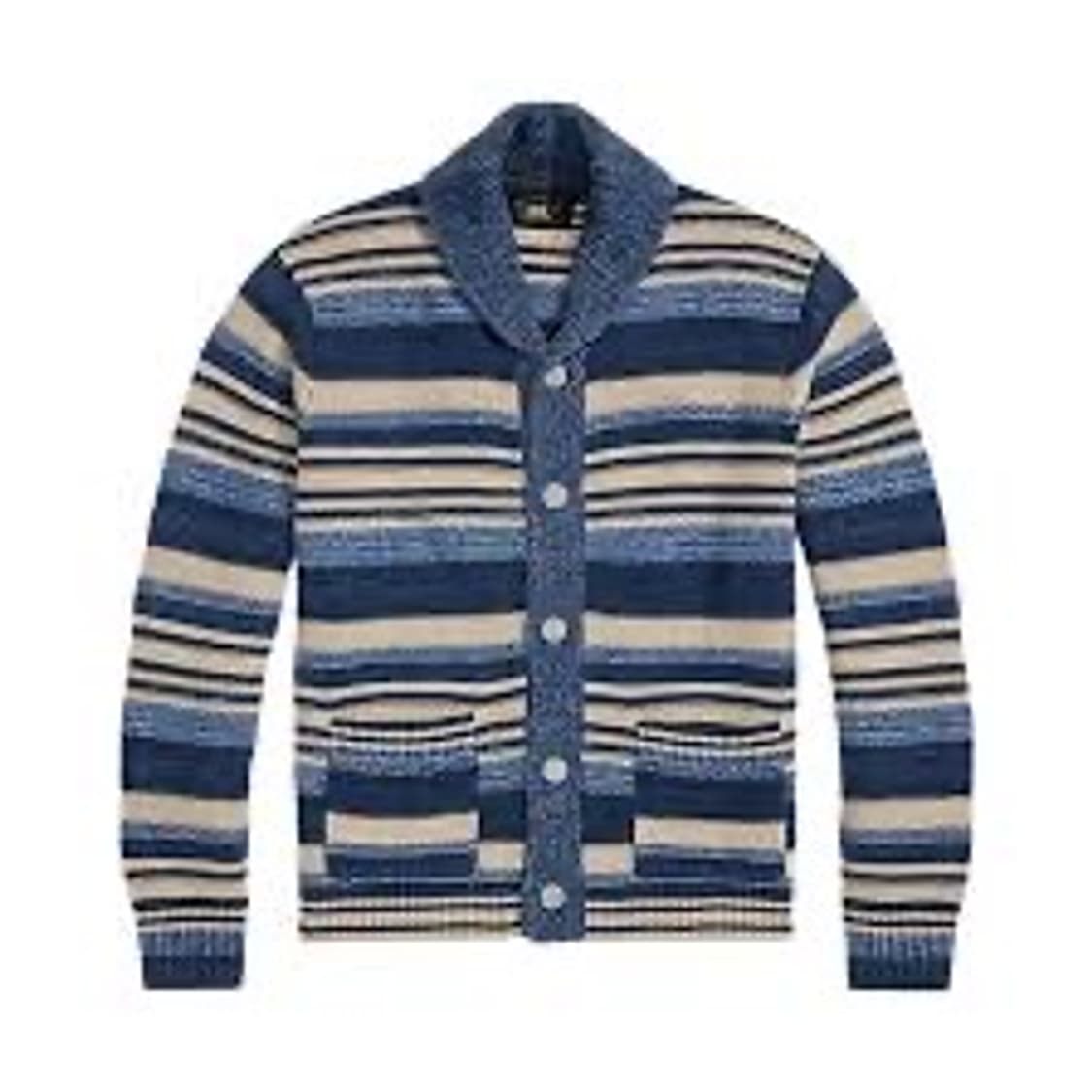 M 더블알엘 인디고 스트라이프 코튼 숄카라 가디건 상품이미지8