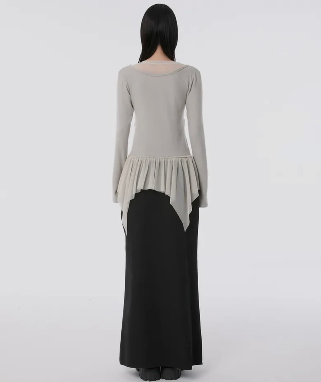 플레이업 layered lace frill long sleeve gray 상품이미지4