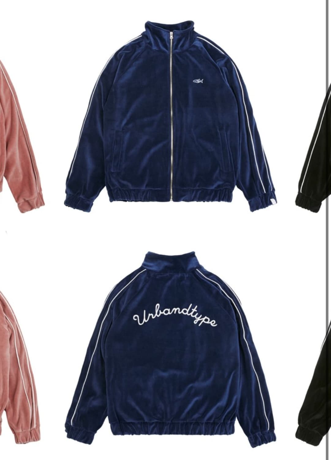 어반디타입 벨벳 트레이닝 세트 네이비 상품이미지4