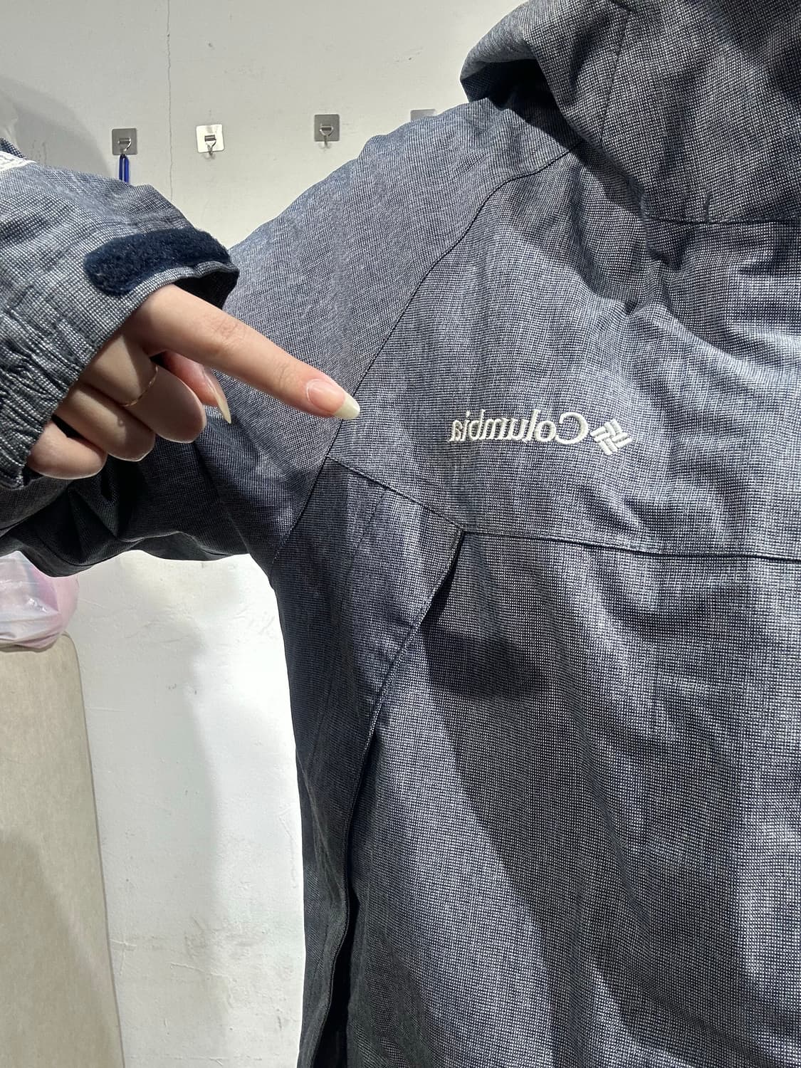 컬럼비아 그레이 후드 오버핏 바람막이 자켓 M 상품이미지4