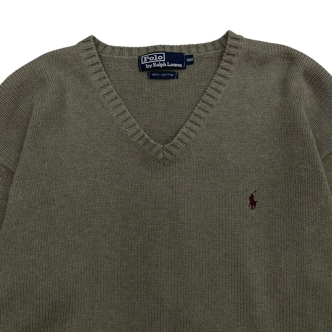 폴로 랄프로렌 버건디포니 카키 브이 니트 100 상품이미지4