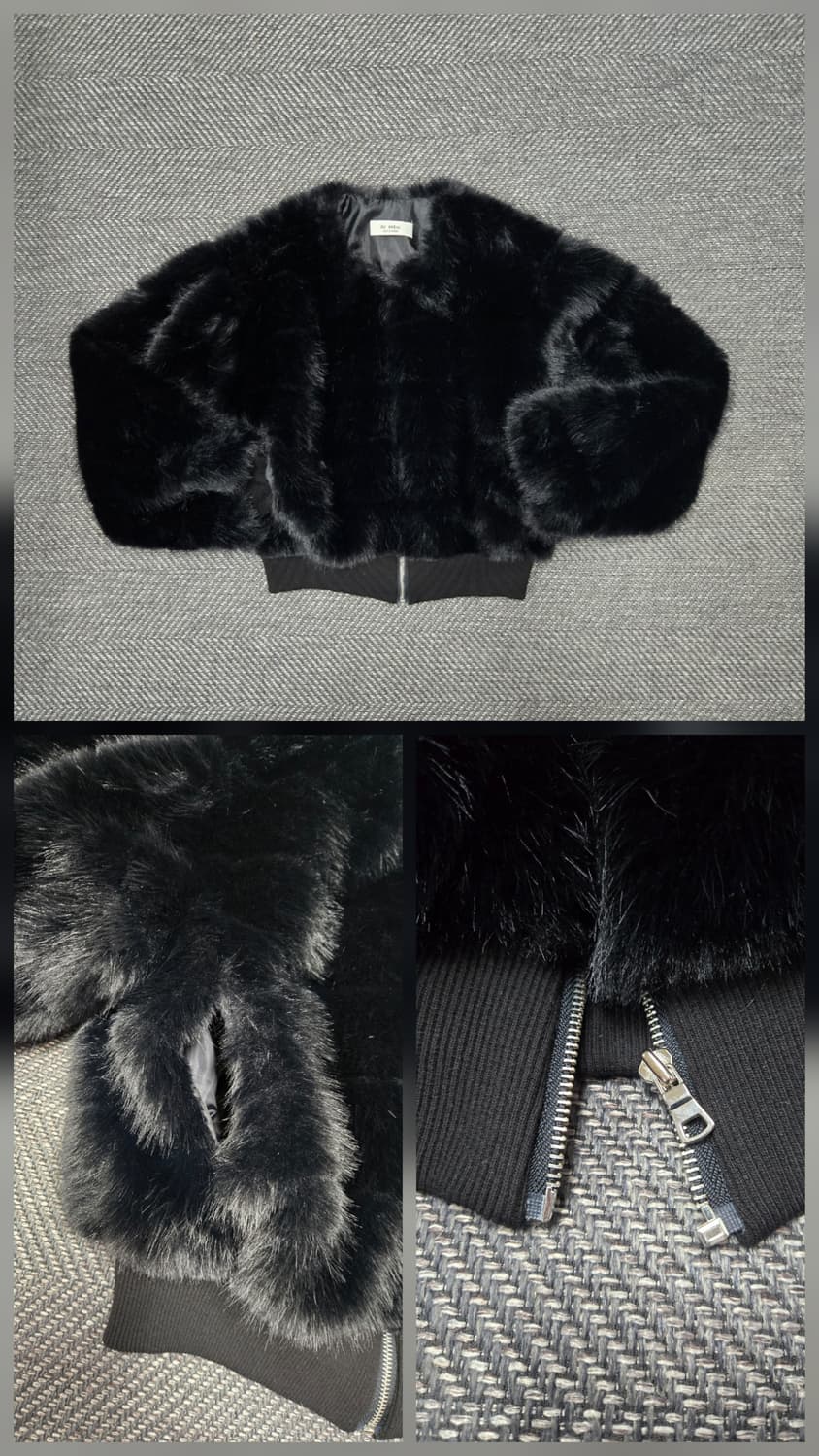 바이씨니 by ssiny 블랙 크롭 퍼 자켓 상품이미지4