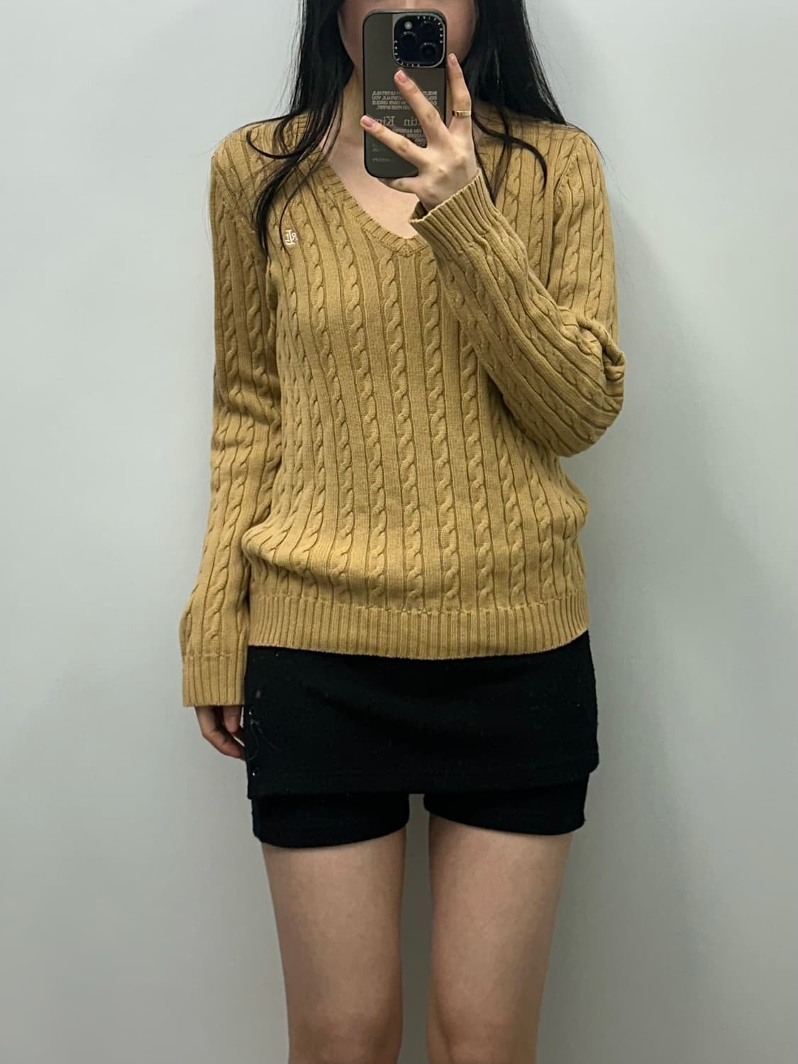 랄프로렌 베이지 꽈배기 브이넥 니트 상품이미지1