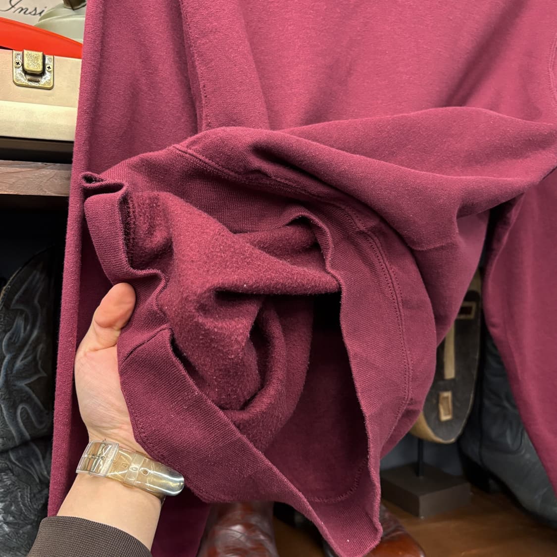 90s JERZEES 하버드 칼리지 프린팅 스웻셔츠 크림슨버건디 N702 상품이미지5