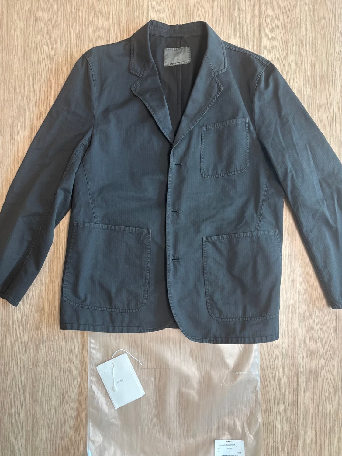 포터리 코튼 헤링본 다잉 스포츠 자켓 차콜 3 사이즈 상품이미지2