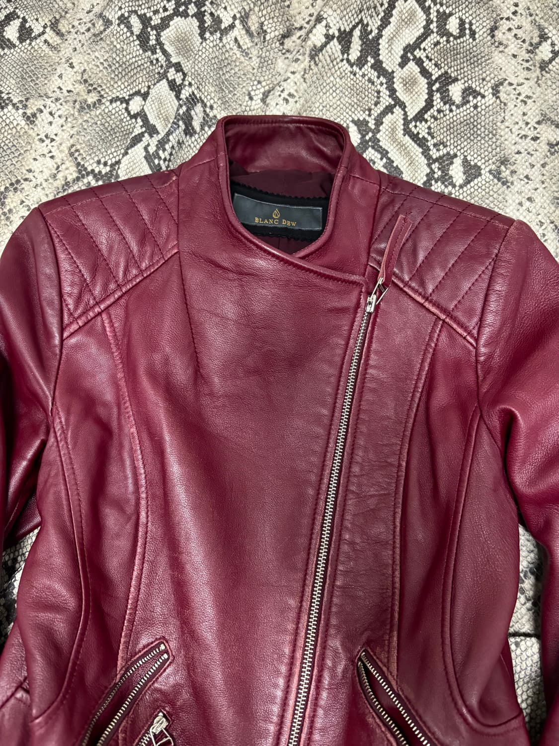 Burgundy Draped SheepSkin Jacket 상품이미지4