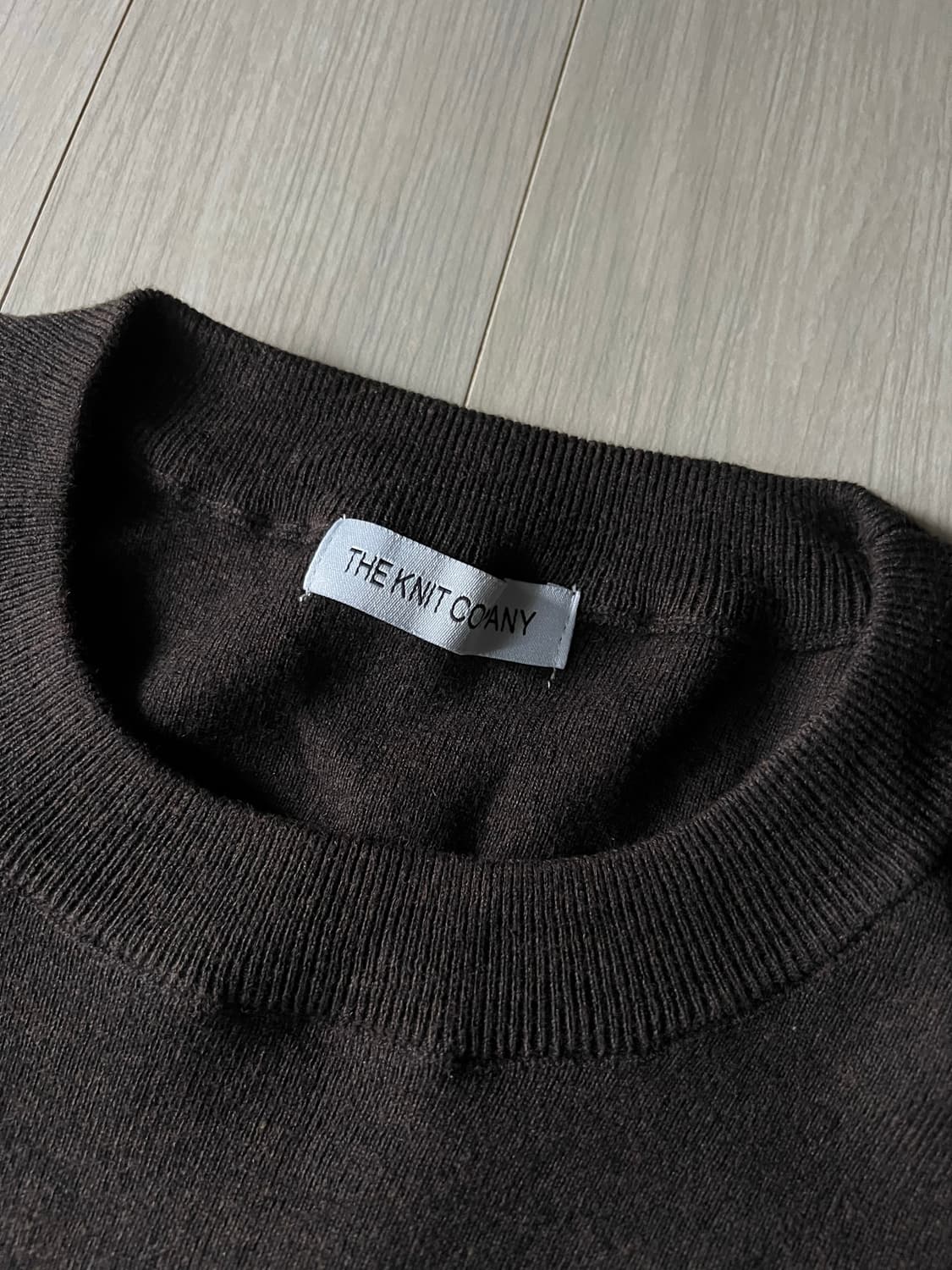 더니트컴퍼니 코튼 캐시미어 크루넥 니트 차콜브라운 XL 상품이미지2
