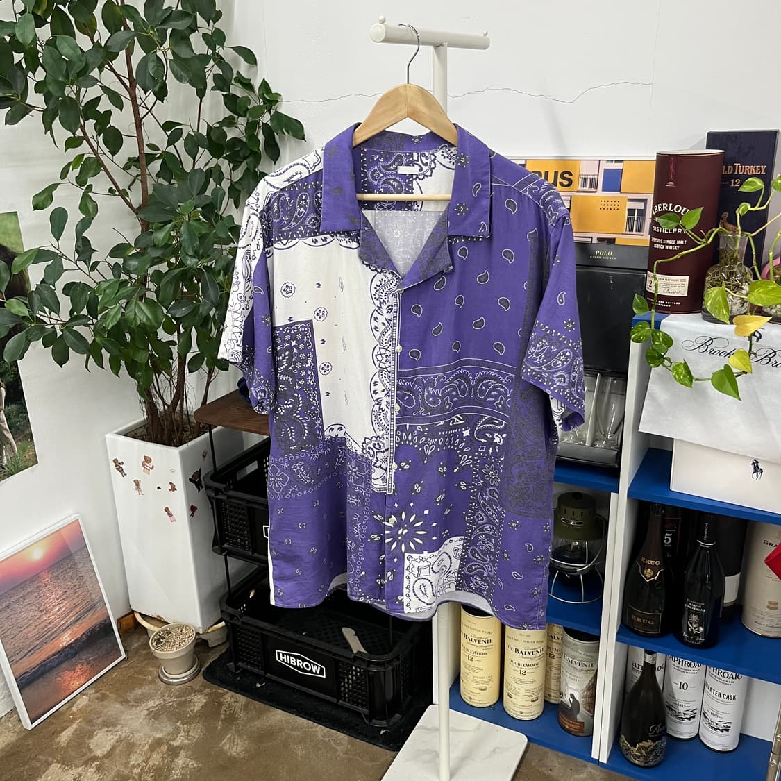 8by yoox 비스코스/코튼 페이즐리 반팔 셔츠 XXL 상품이미지1