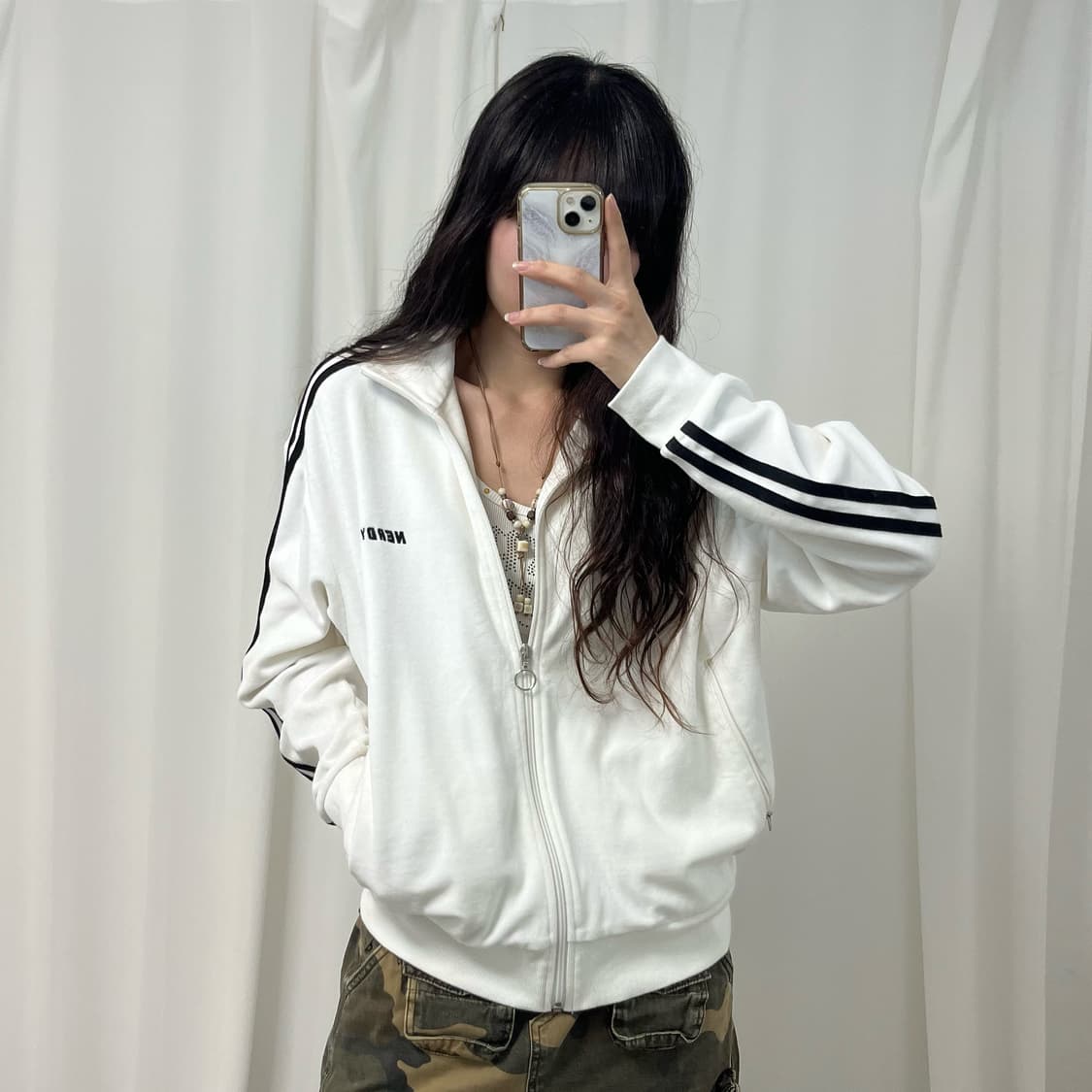 Nerdy white velvet jersey 상품이미지1