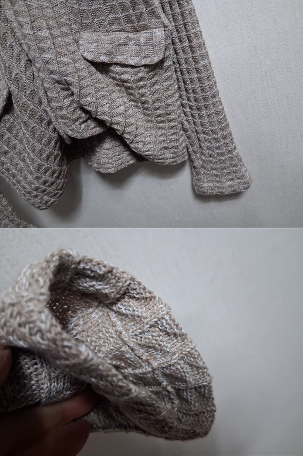 일본빈티지 Acquiesce 내츄럴베이지 면니트 쟈켓형 니트가디건M 상품이미지5