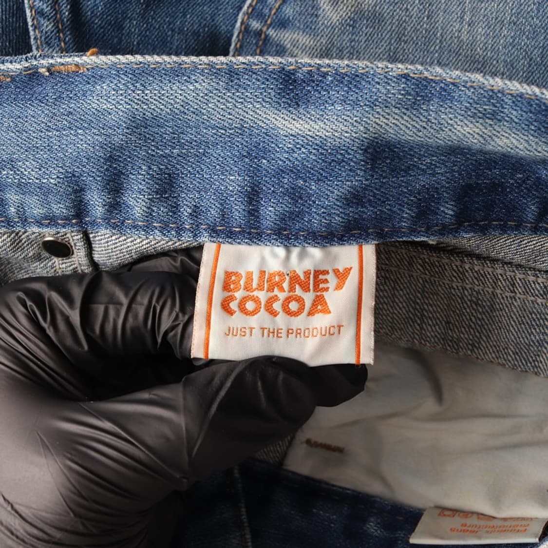 Burney Cocoa 가죽 배색 그런지 워싱 데님 쇼츠 M 상품이미지5