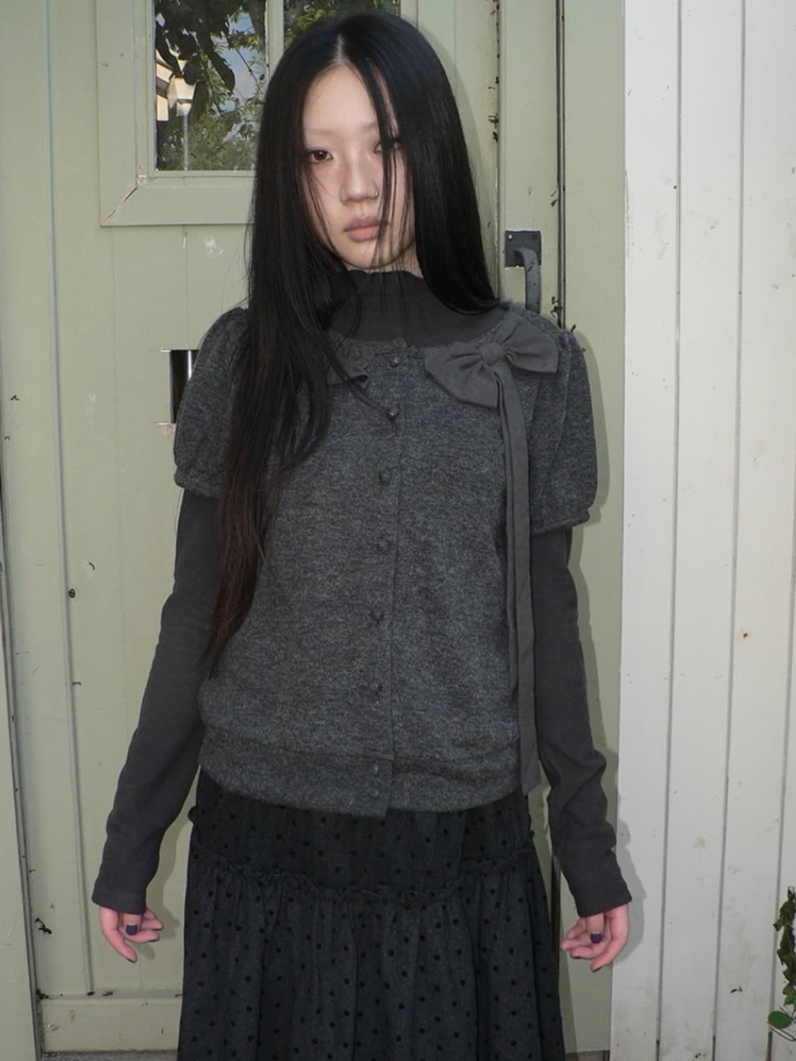 Morron 모론 레이어드 리본 트윈 탑 세트 상품이미지1