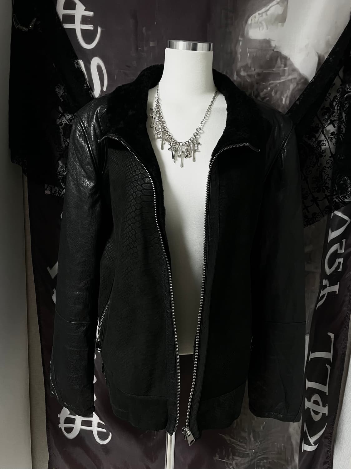 Black leather mustang 릭오웬스하이엔드깔빈티지자켓무스탕 상품이미지2