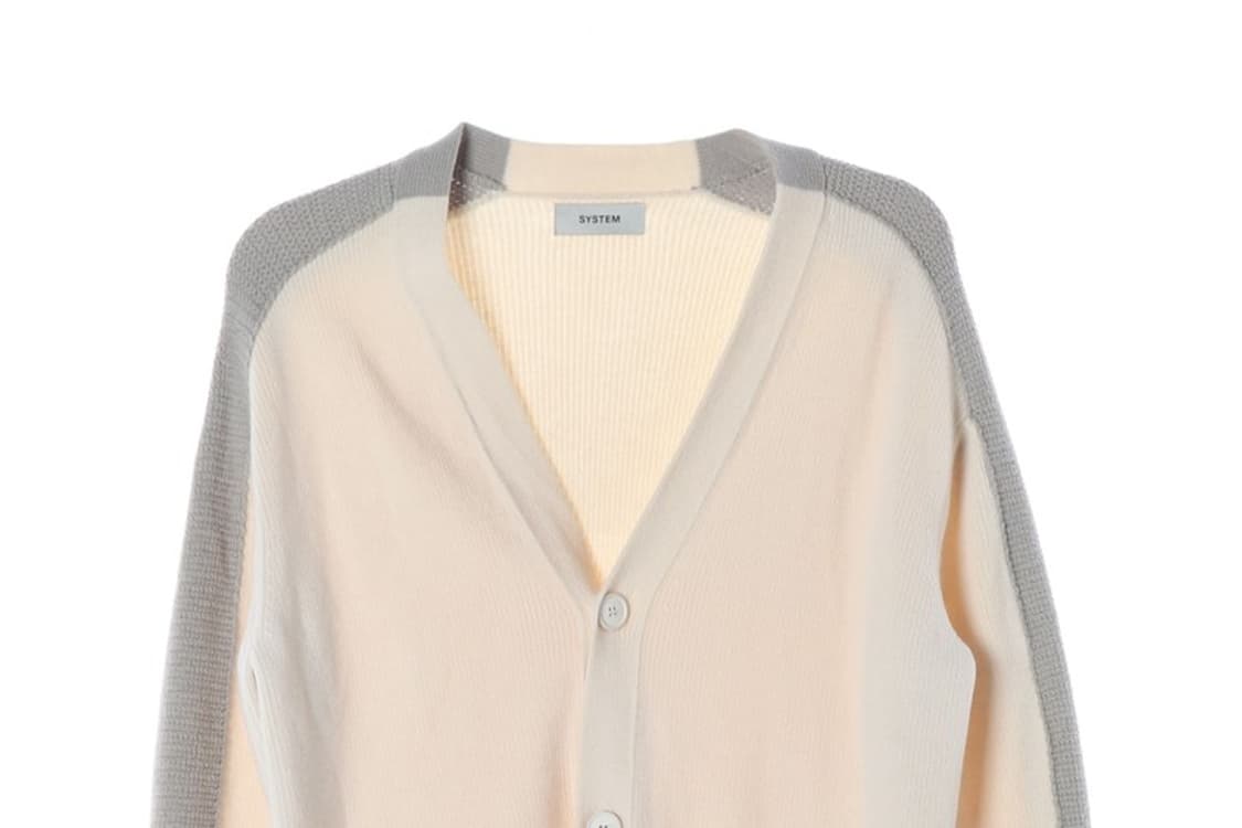 시스템 옴므 울 100% 배색 브이넥 가디건 상품이미지3