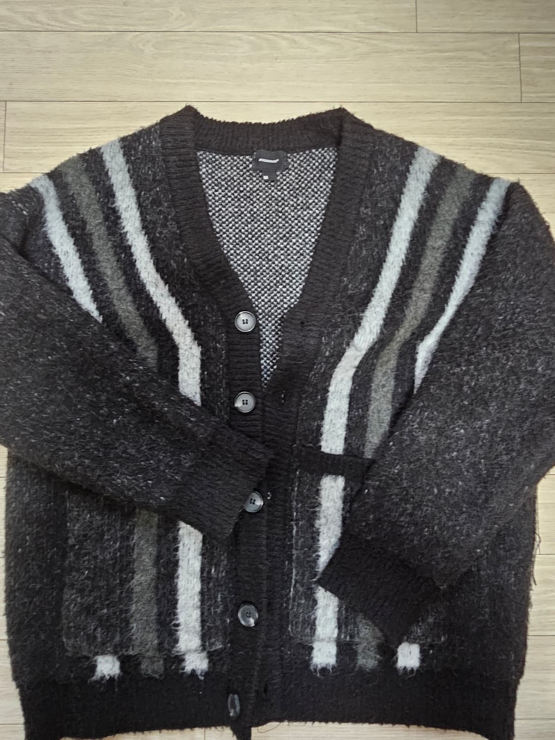 매스노운 스트라이프 울 모헤어 가디건 상품이미지2