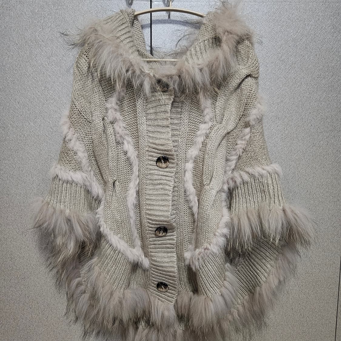 빈티지 핀터깔 리얼퍼 후드 케이프 상품이미지1