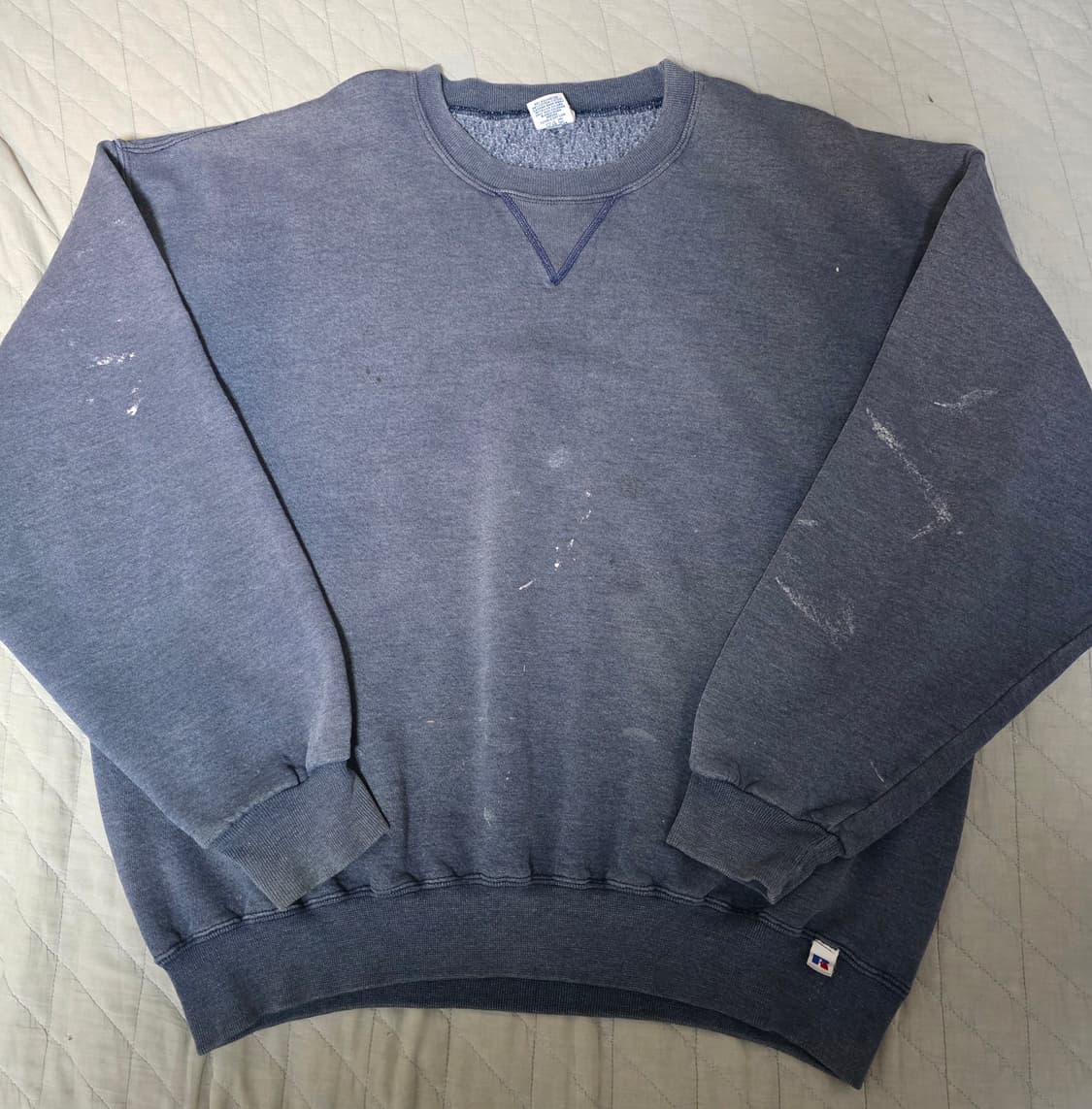 [XXL] 90s 빈티지 러셀 애슬레틱 트래쉬드 스웻 맨투맨 다크 그레이 상품이미지1