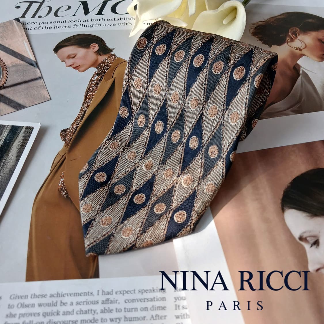 니나리치 브라운 패턴 넥타이 9.5cm A+등급 A19744 상품이미지2