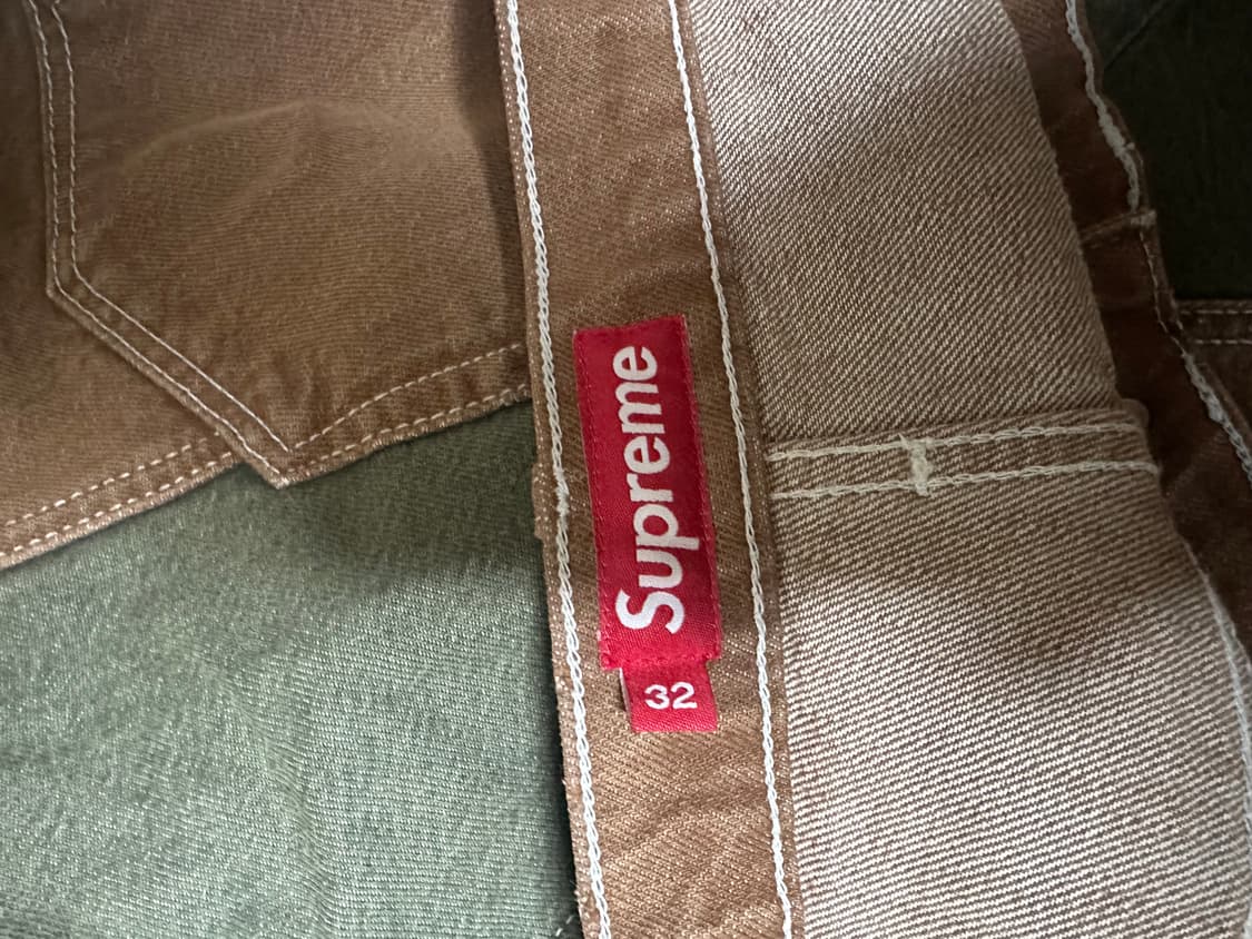 슈프림 투톤 패널드 배기 진 브라운 상품이미지3