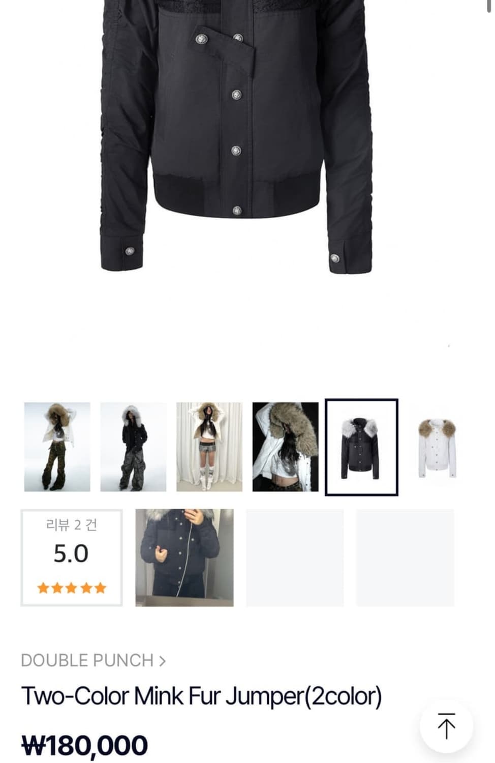 테스트메커니즘 더블펀치 double punch 밍크 퍼 패딩 블랙 S 상품이미지2