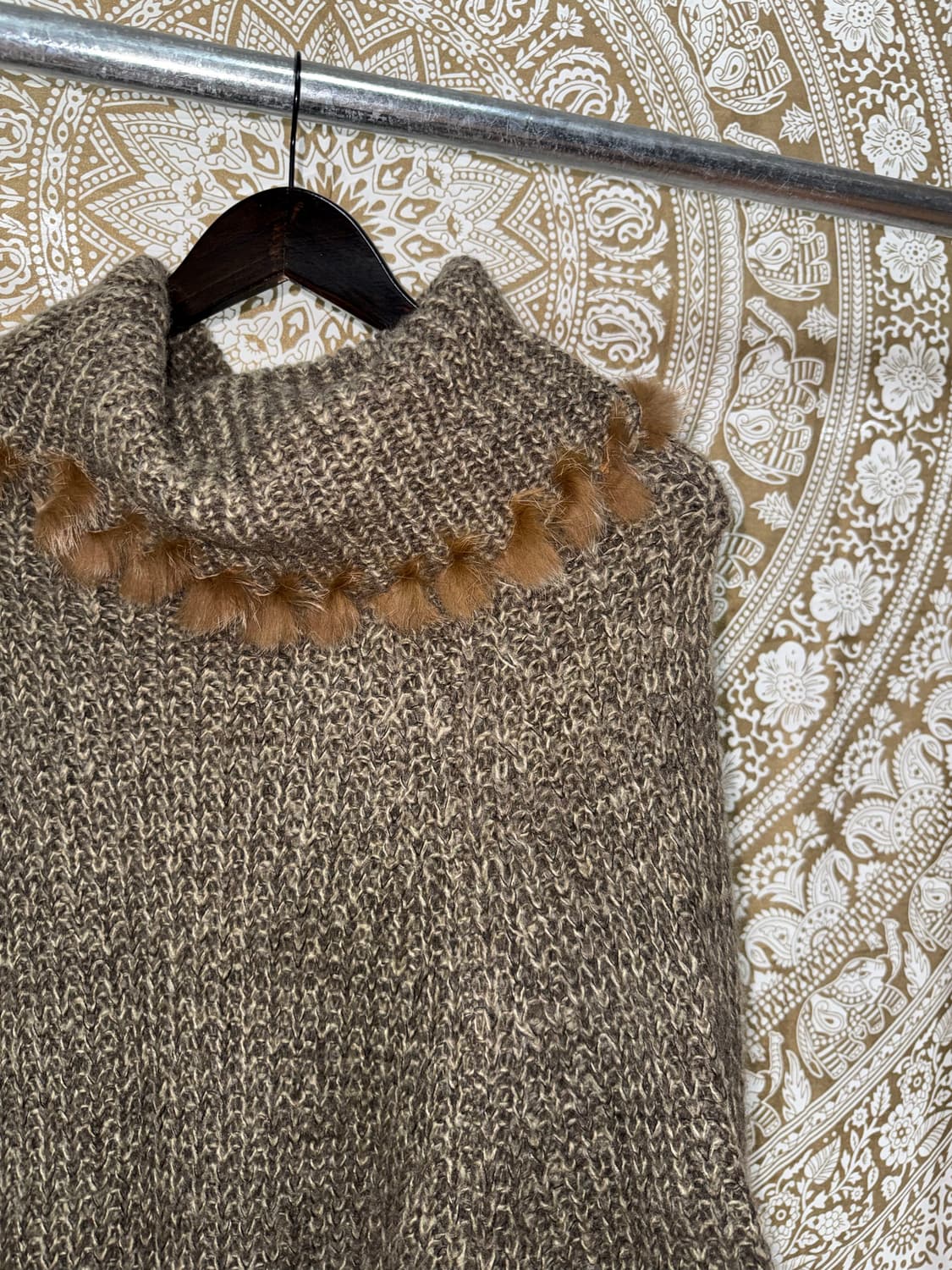 빈티지 여성 목폴라 니트 판쵸  상품이미지4