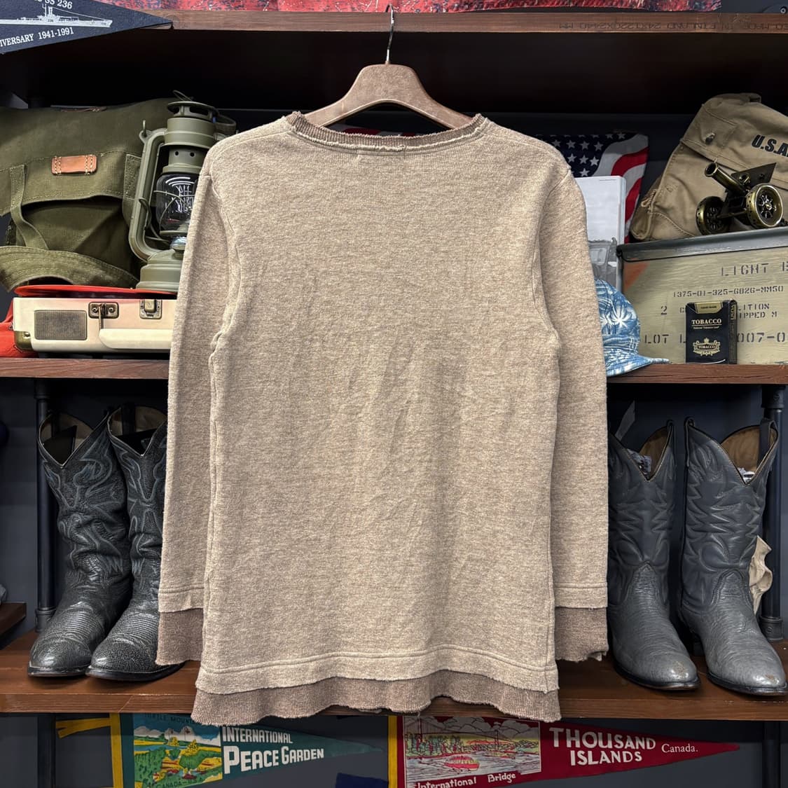 00s 주카 톤온톤 레이어드 컷오프 롱슬리브 울 니트 스웨터 N560 상품이미지2