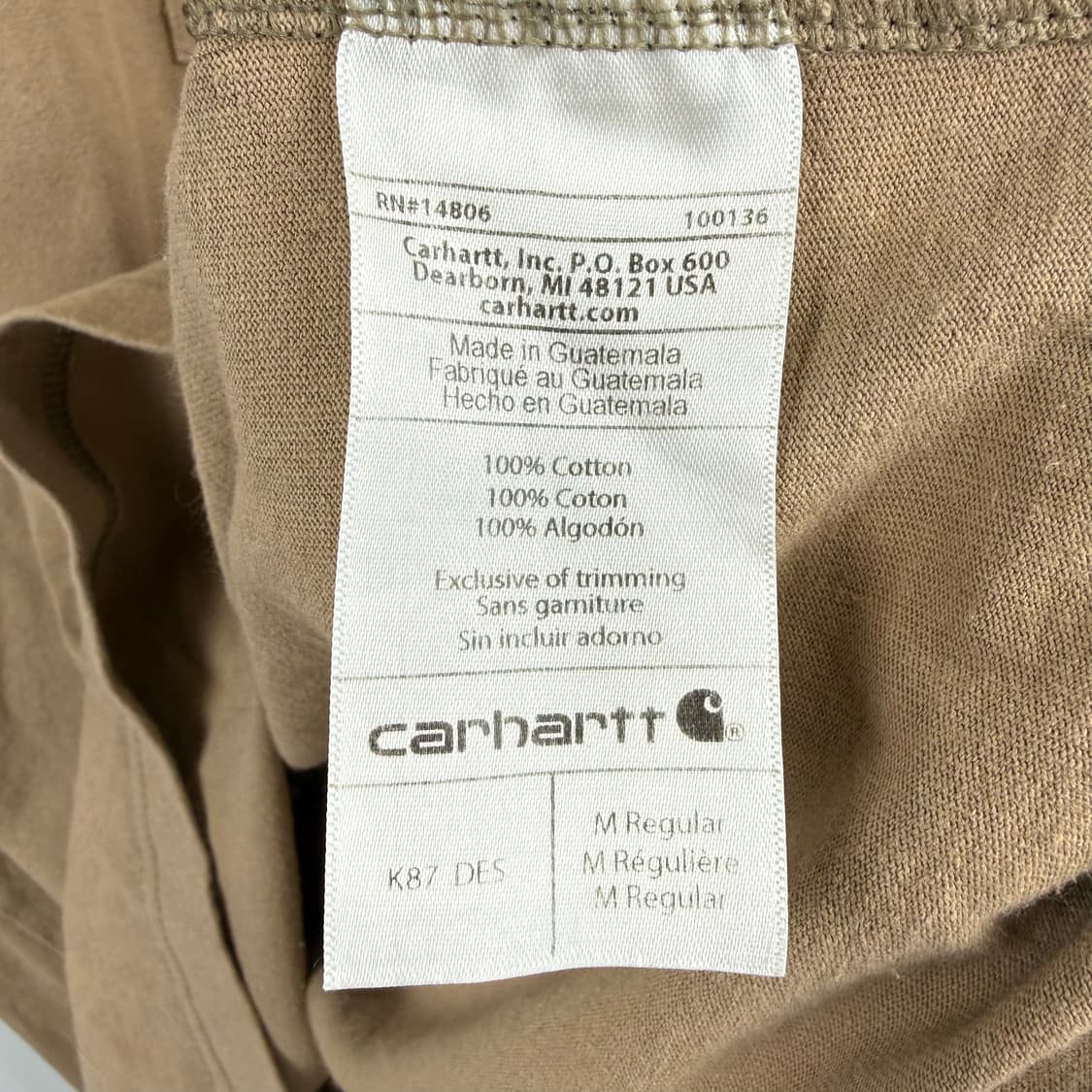 (M) 칼하트 루즈핏 원포켓 반팔 티 베이지 상품이미지4