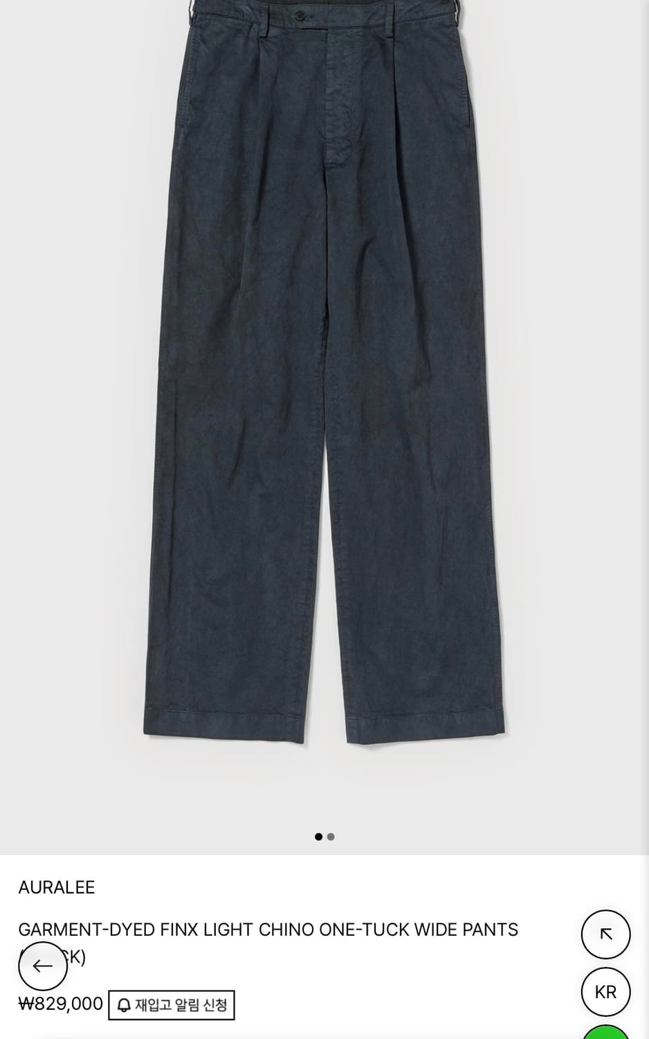 오라리 가먼트다이 치노 원턱 블랙 [4] 상품이미지1