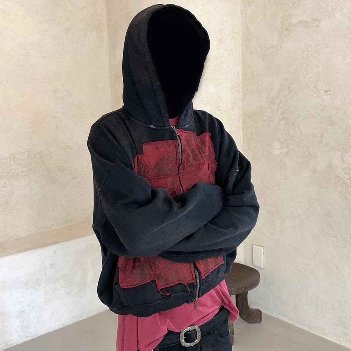 [1] 언더마이카 버닝 웨이스트랜드 멀티 패치드 후드집업 상품이미지1