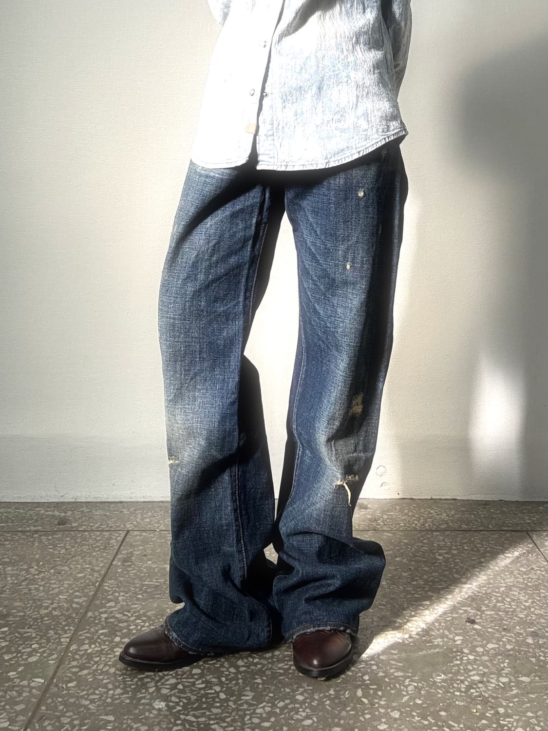 그런지 와이드 데님 팬츠 상품이미지2