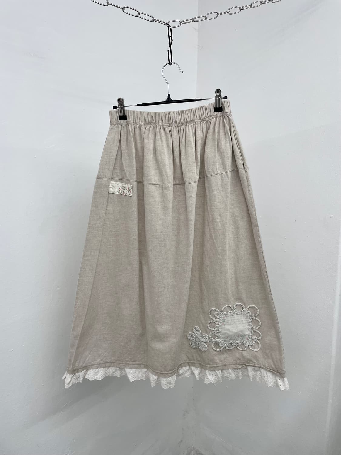 모리 베이지 패치 롱스커트 상품이미지1