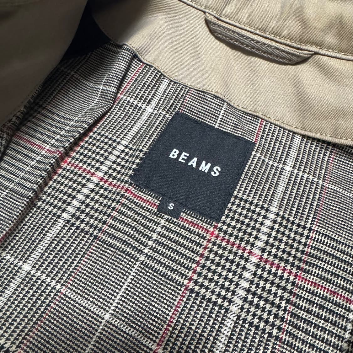 빔즈(BEAMS) 베이지컬러 코튼 더블 집업 트렌치 블루종 자켓 상품이미지3