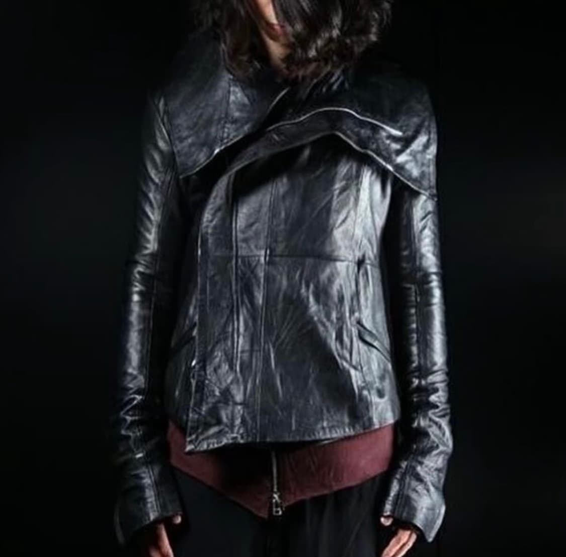 EKAM - 026 하이넥 레더 자켓 상품이미지5