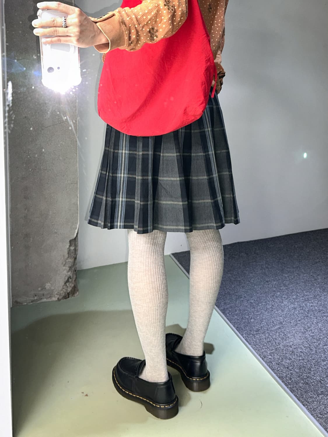 blue check pleats midi skirt 상품이미지5