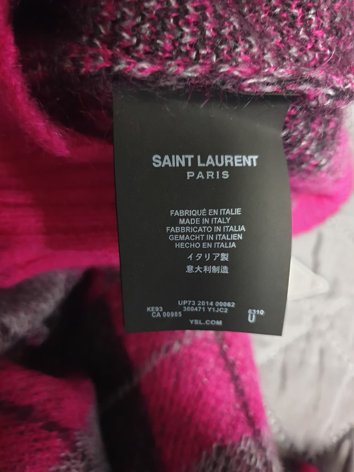 생로랑 파리 다이아패턴 니트 스웨터 핫핑크 (U사이즈) 상품이미지4