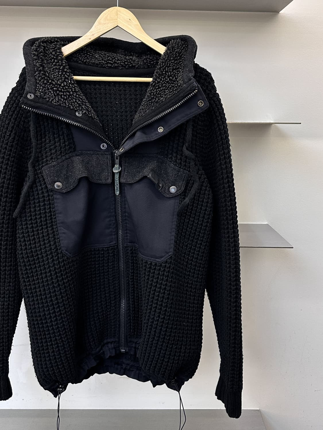 디젤 투포켓 풀오버 스냅 네트 집업 자켓 상품이미지2