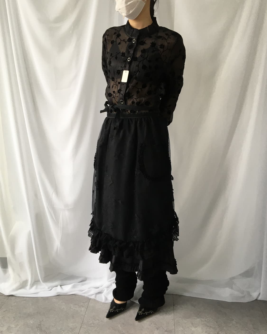 ribbon pattern lace trimming apron 상품이미지7