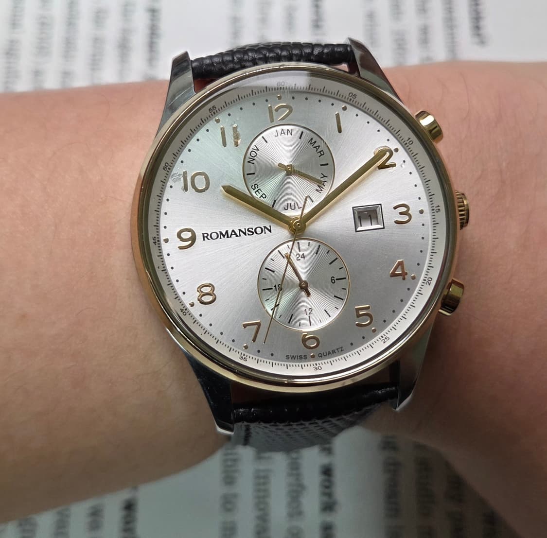 빈티지 로만손 로만투기저 콤비 쿼츠 캘린더 드레스워치 남성용 상품이미지8