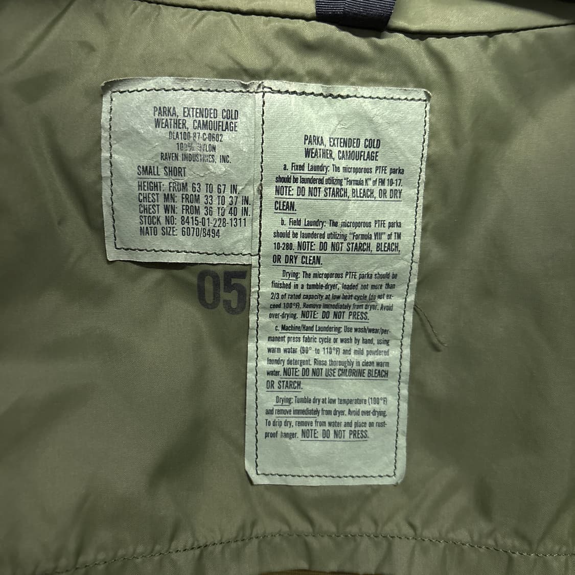 90s 오리지날 US ARMY ECWCS 고어텍스 파카 우드랜드 N490 상품이미지8