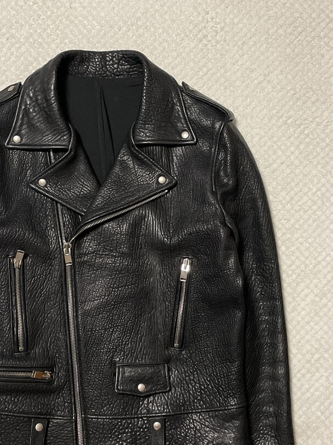 광희시장 웨스턴 무드 카우하이드 소가죽 풀 그레인 레더 자켓 상품이미지3