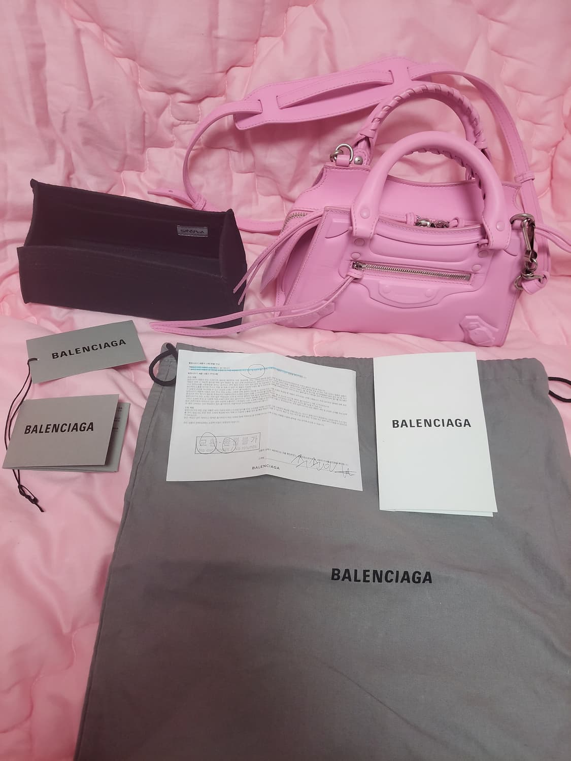 정품)급처상태좋음!발렌시아가 핑크 네오 클래식 탑핸들 시티 크로스백 가방 상품이미지3