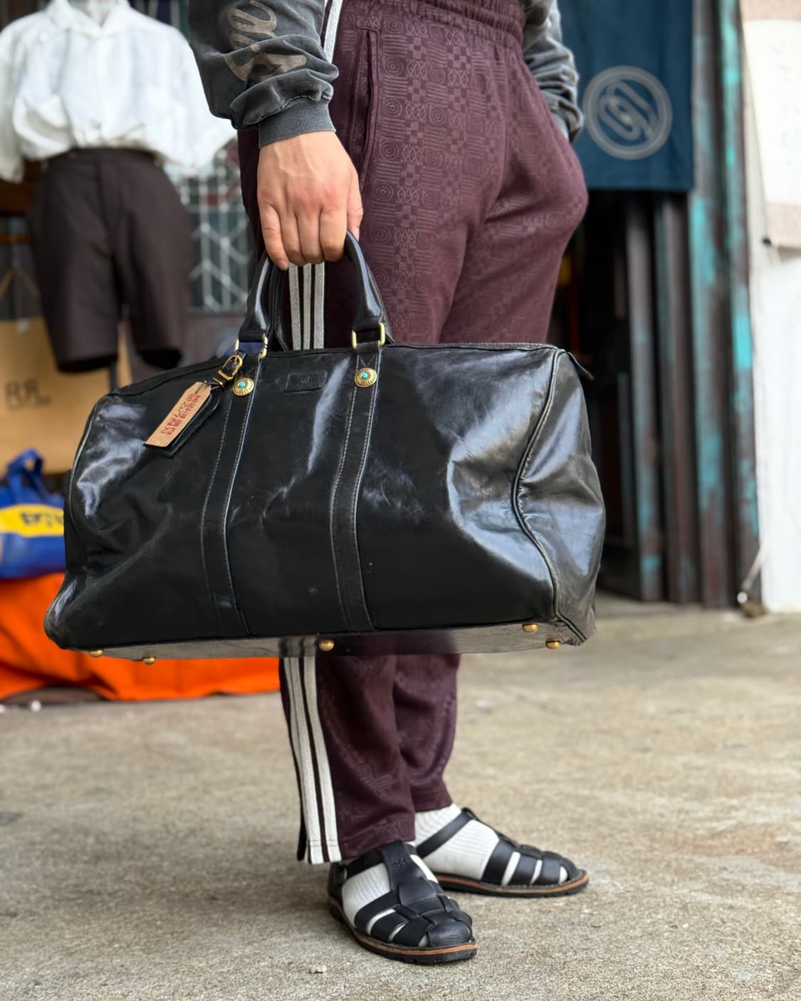 80-90‘s 던힐 스포츠 콘초 레더 보스턴백 상품이미지8