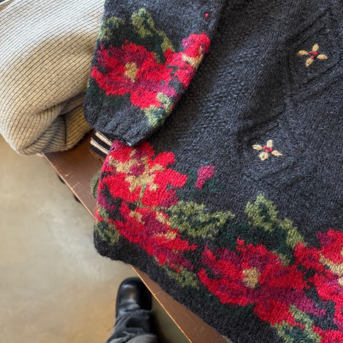 엘엘빈 퓨어뉴울 플로럴 니트 스웨터 L 상품이미지2