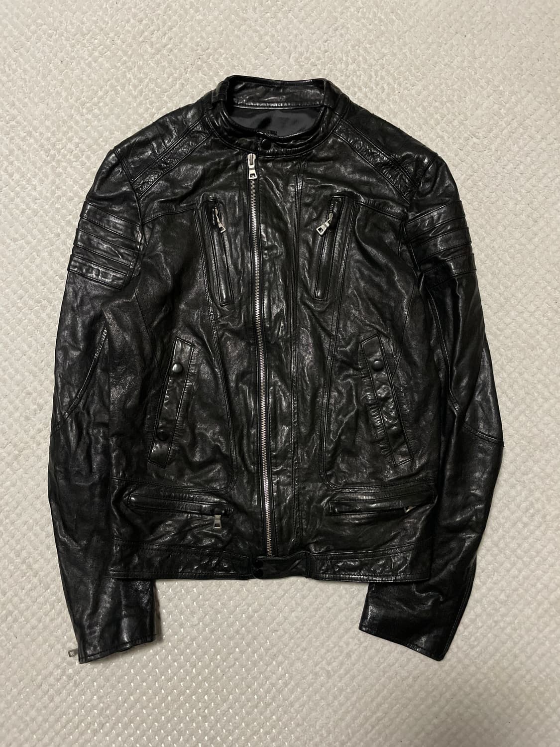 광희시장 웨스턴 무드 램스킨 양가죽 절개 레더 자켓 상품이미지1