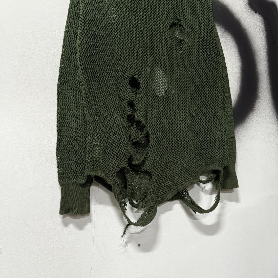VTG 빈티지 카키 그린 루즈핏 데미지 니트 상품이미지5